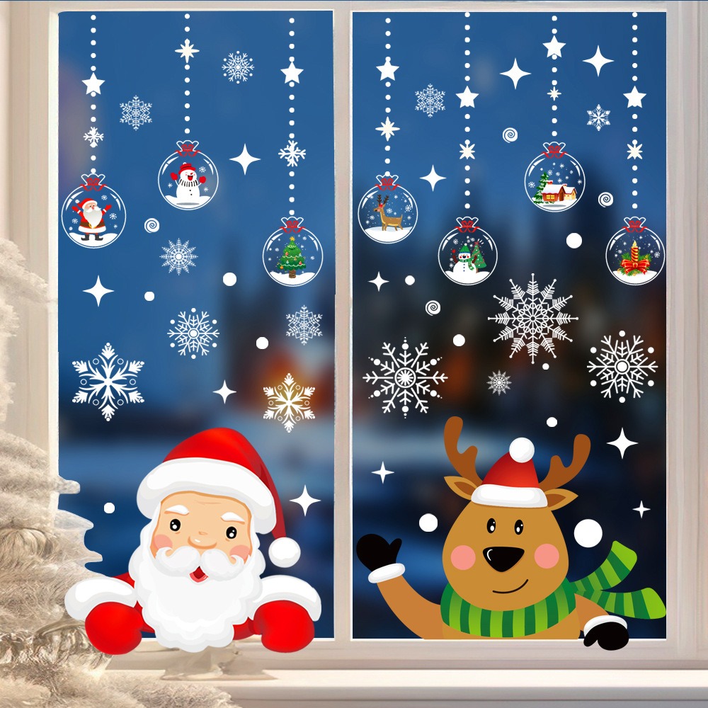 Snowflake Window Decal - Dessin animé noël père noël fenêtre