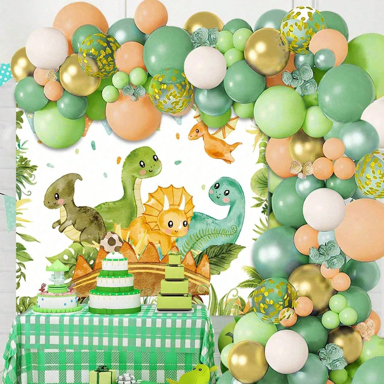 Tinsel Garland Decoration - Ensemble de ballons dinosaure arc pour