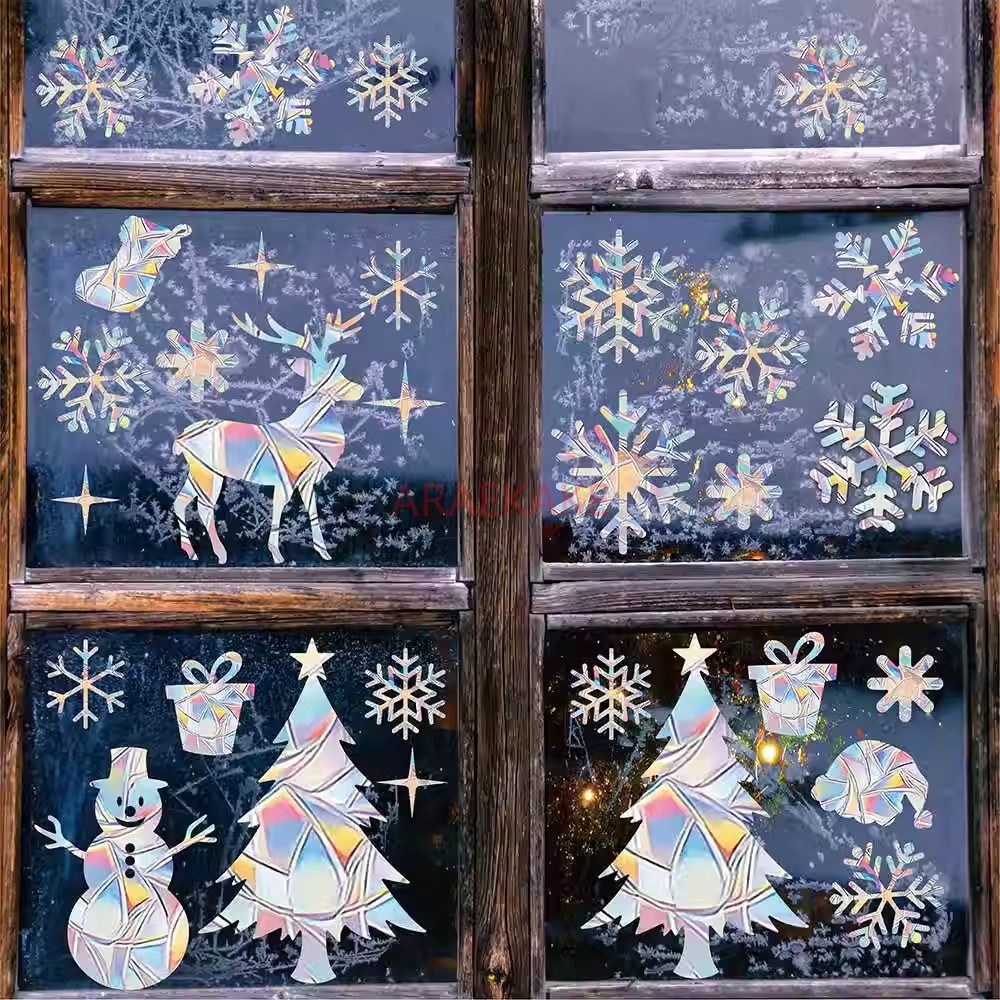 Snowflake Window Decal - 2 ensembles d'autocollants électrostatiques de Noël