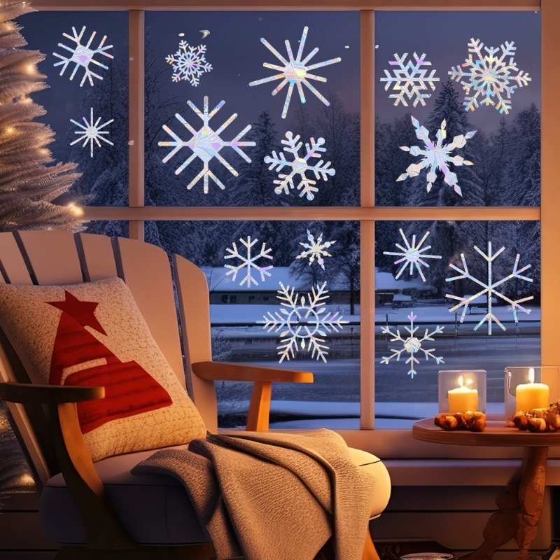 Snowflake Window Decal - Autocollants de fenêtre électrostatiques en PVC,