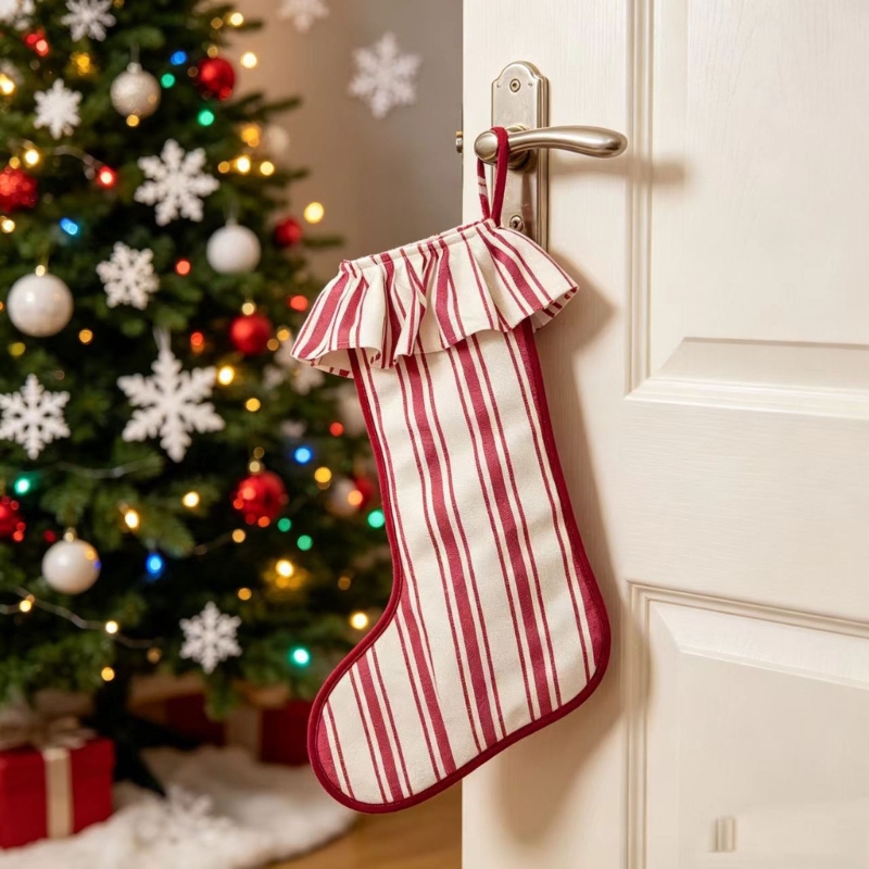 Bas noël en toile jute texturé - Christmas Stocking Hanging avis et prix