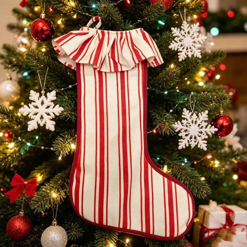 Bas noël en toile jute texturé - Christmas Stocking Hanging avis et prix