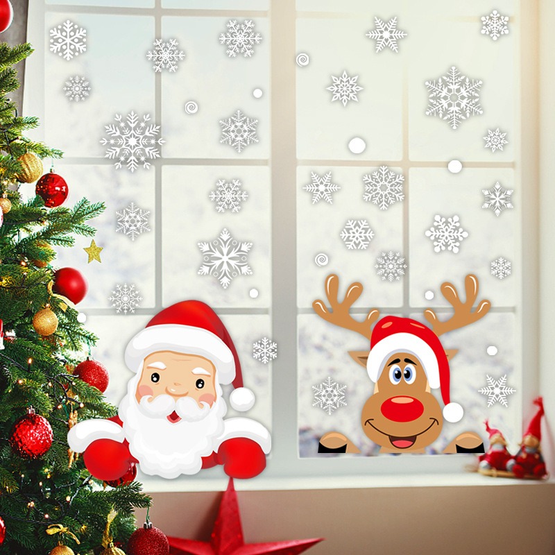Dessin animé noël père noël fe - Snowflake Window Decal avis et prix