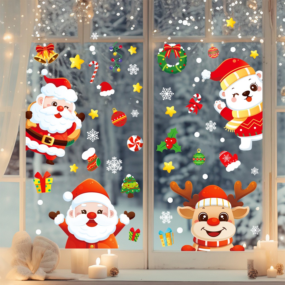 Dessin animé noël père noël fe - Snowflake Window Decal avis et prix