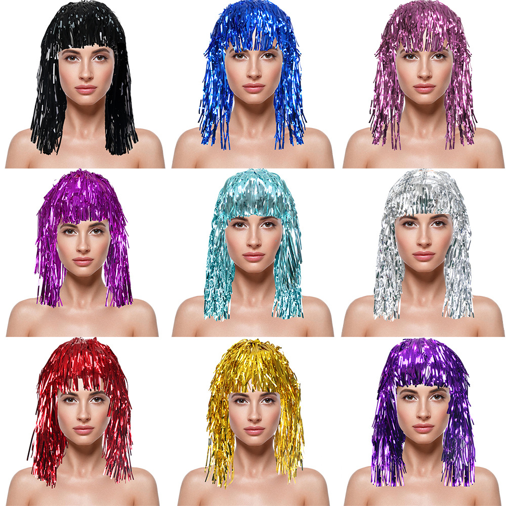 Perruque de cosplay disco en f - Tinsel Garland Decoration avis et prix