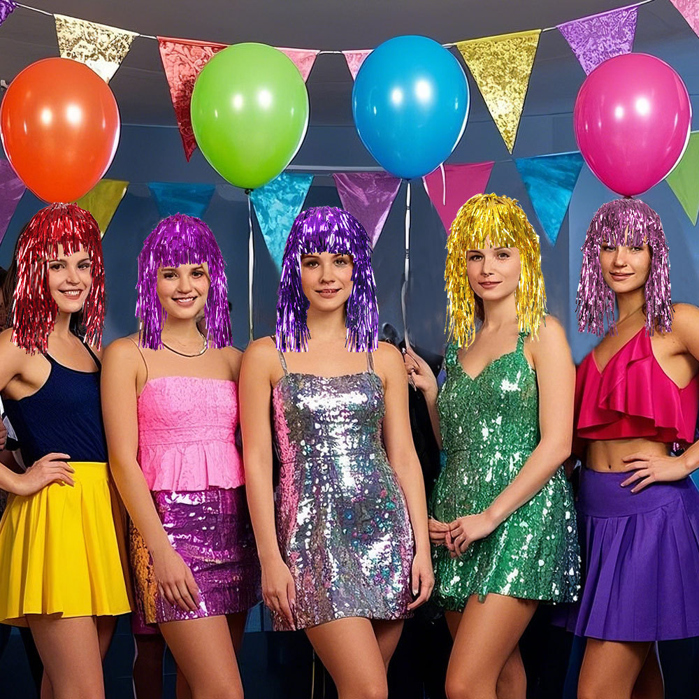 Perruque de cosplay disco en f - Tinsel Garland Decoration avis et prix
