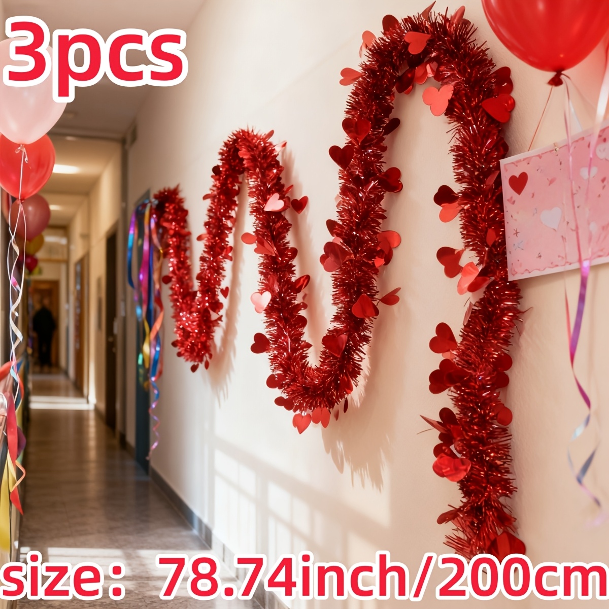 3 guirlandes en plastique roug - Tinsel Garland Decoration avis et prix