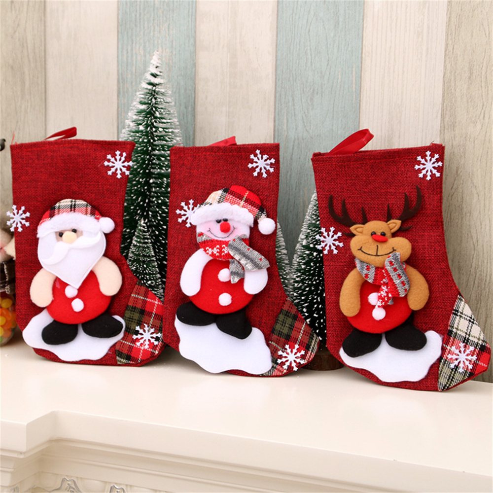 Bas de noël en lin, sac cadeau - Christmas Stocking Hanging avis et prix